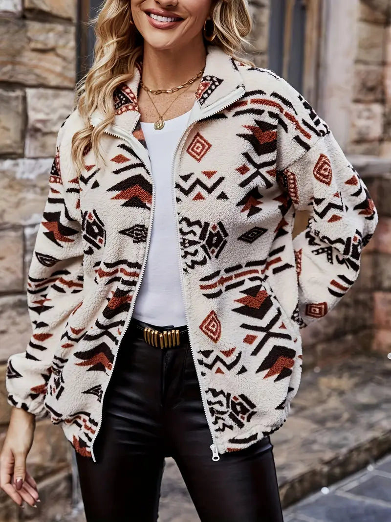 Avelena | Elegante Jacke mit Geometrischem Muster