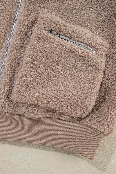 Teddy-Bomberjacke mit Reißverschluss | Flauschige Textur | Bequem & Stylisch