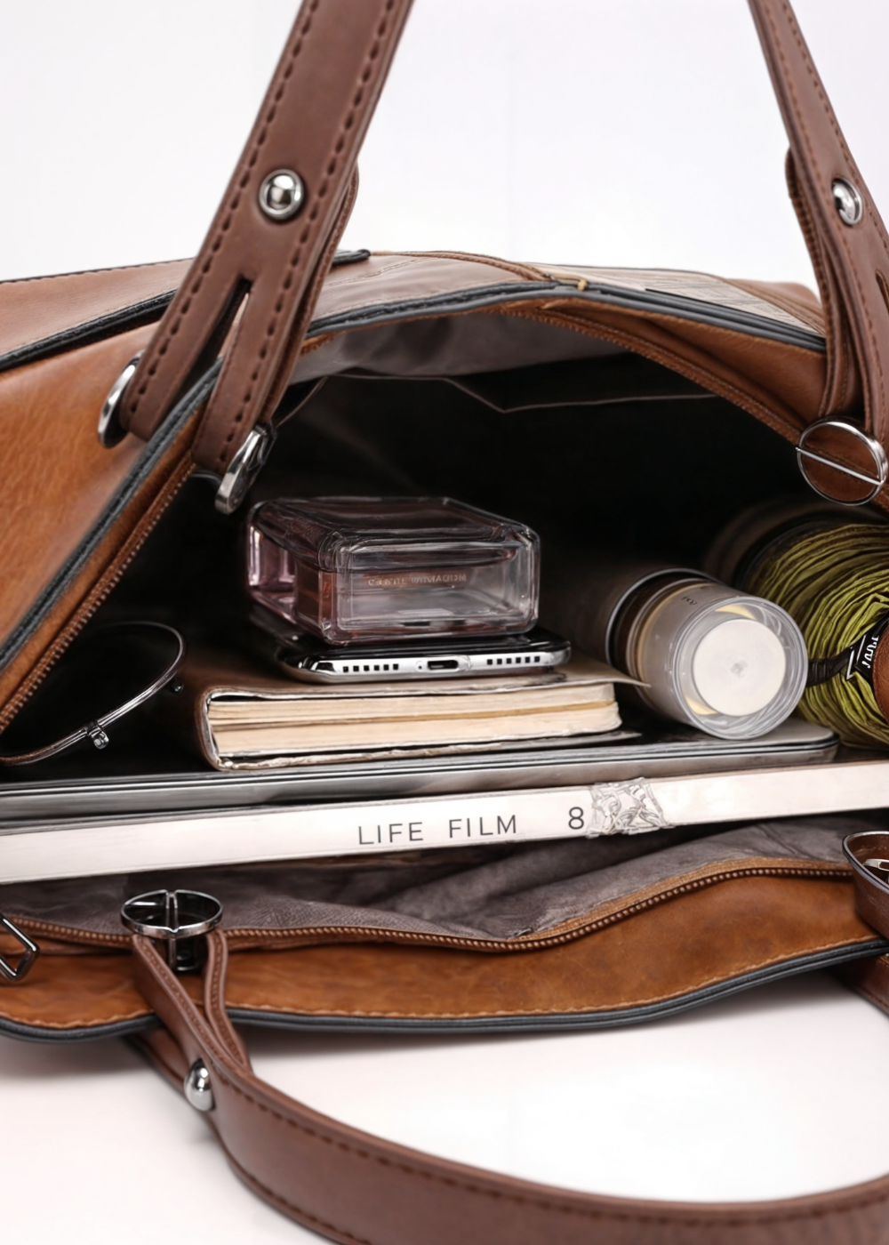 Vegane Handtasche Damen – Mittelgroße Schultertasche mit Henkeln