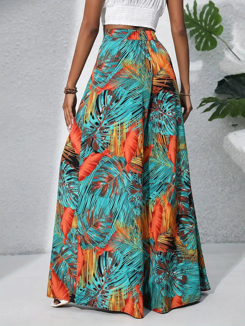 Mariah – Hochwertige Hose mit weitem Bein und tropischem Print