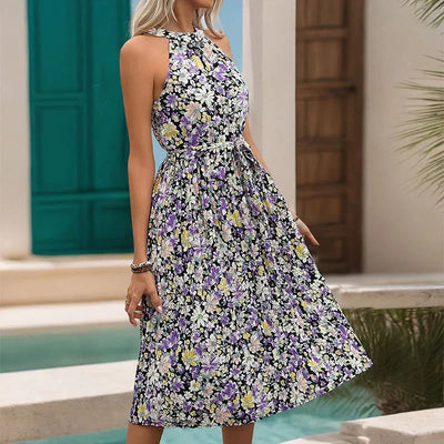 Cassie – Trendiges Neckholder-Midikleid mit Blumenmuster