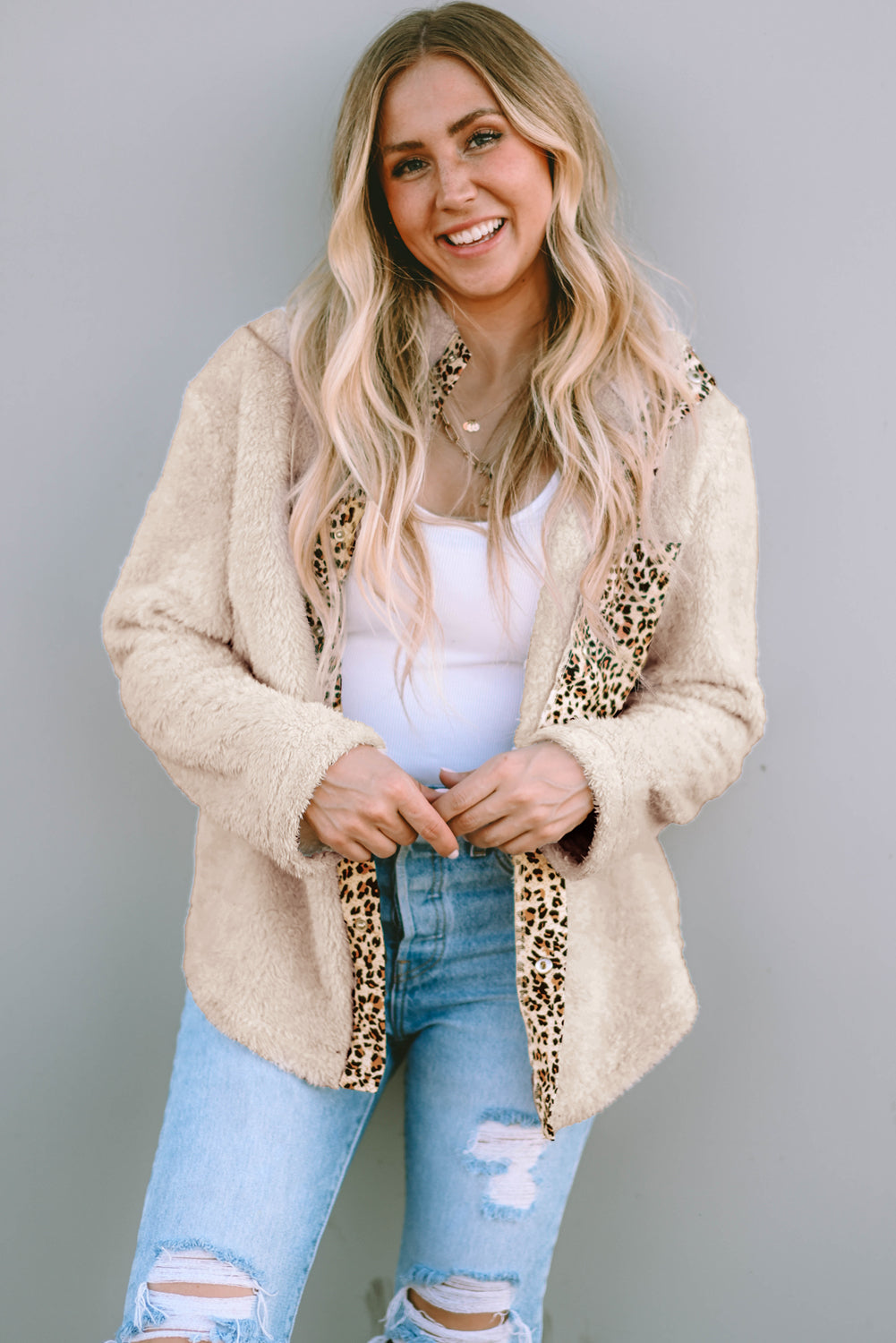 Fleecejacke mit Leoparden-Details | Kuschelig & Modisch | Vielseitig Tragbar
