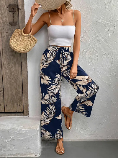 Kaimera – Stilvolle Hose mit weitem Bein und tropischem Print