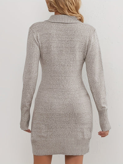 Strickkleid | Wickel-Optik | Elegante Knopfdetails