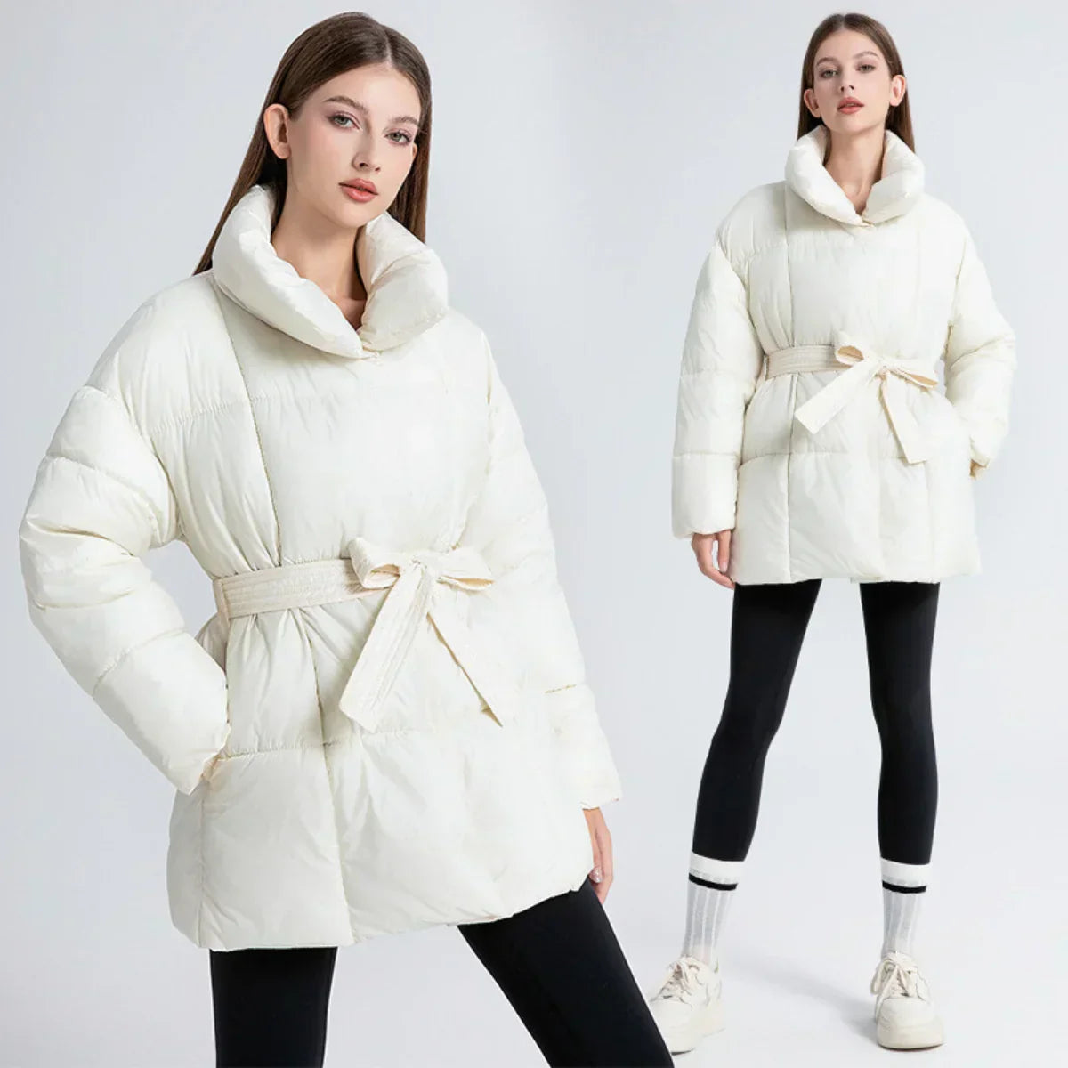 Steppmantel mit Taillengürtel | Warm und Elegant | Moderner Stil