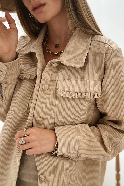 Cordjacke mit Rüschen| Eleganter Look | Komfort & Stil
