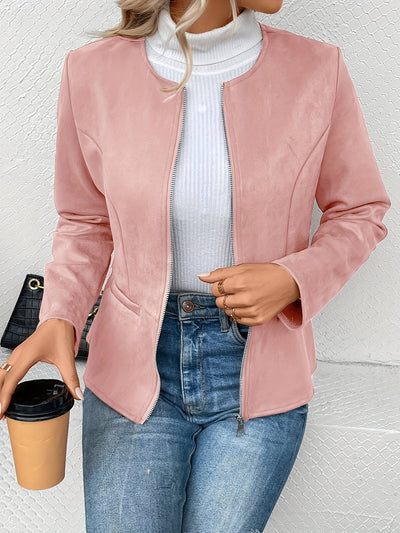 Avelena | Braune Langarm Zip-Up Jacke
