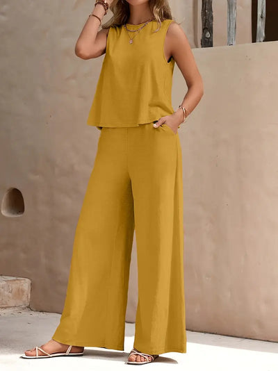 Faylisse – Elegantes ärmelloses Lounge-Set mit weitem Bein