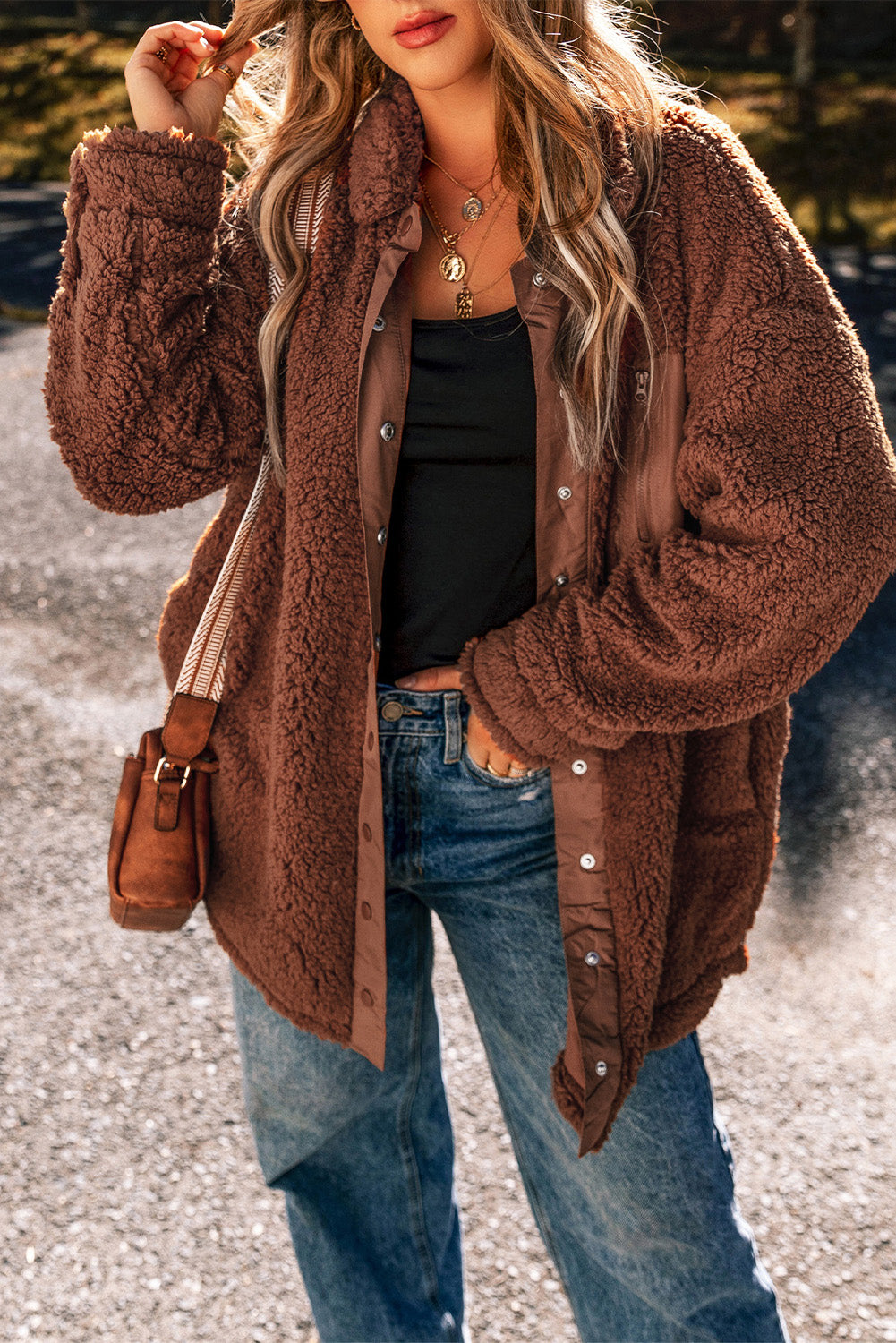 Oversized Teddyhemdjacke | Kuscheliges | Lässiger Komfort