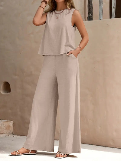 Faylisse – Elegantes ärmelloses Lounge-Set mit weitem Bein