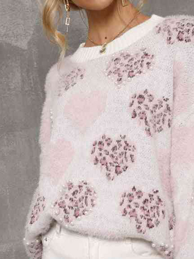 Avelena | Flauschiger Pullover mit Herzmustern