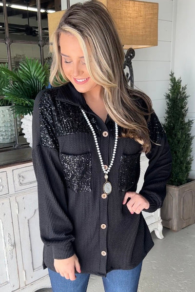 Glitzernde Hemdjacke mit Waffelstruktur | Eleganz & Komfort | Party-Look