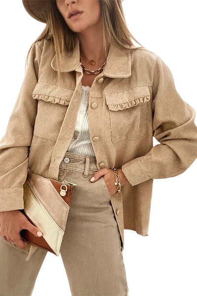 Cordjacke mit Rüschen| Eleganter Look | Komfort & Stil