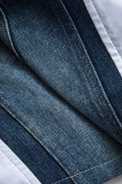 Sunniva | Cropped-Hemd mit Denim-Korsagen und voluminösen Ärmeln