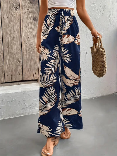 Kaimera – Stilvolle Hose mit weitem Bein und tropischem Print