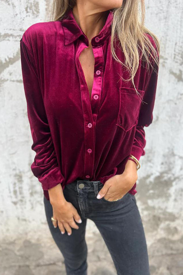 Samtbluse | Klassischer Schnitt & Luxuriöse Optik | Eleganz & Komfort