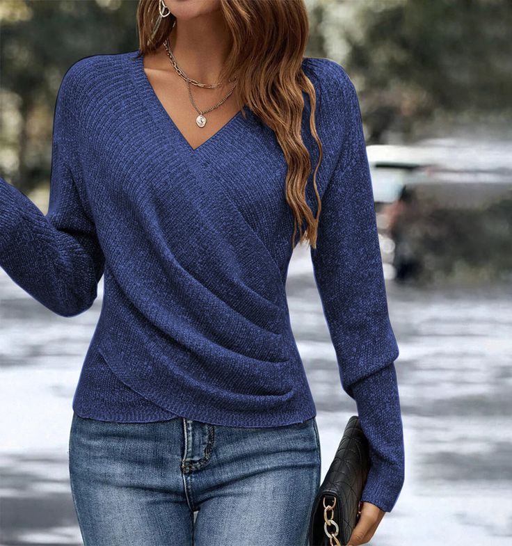 Wickelpullover mit V-Ausschnitt | Weich & Stilvoll | Femininer Stil