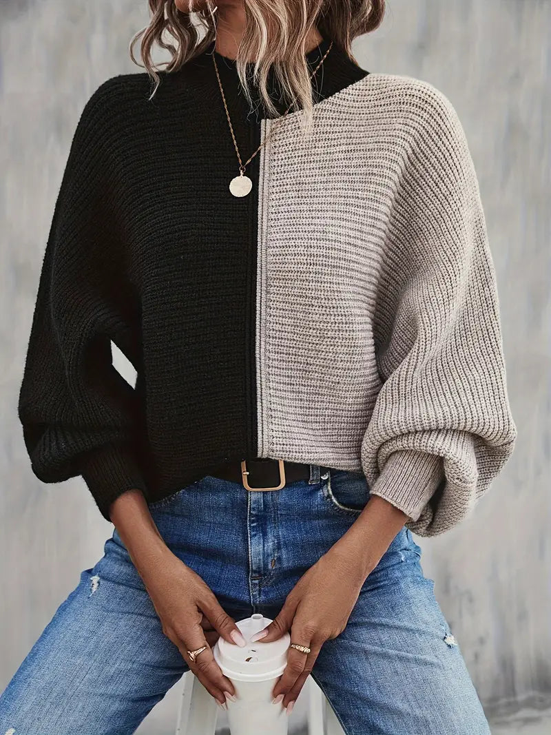 Avelena | Modischer Pullover In Kontrastfarbe