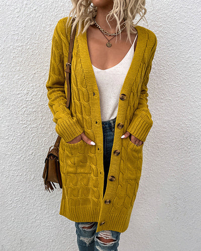Avelena | Langärmlige Strickjacke In Einer Unifarbenen Farbe