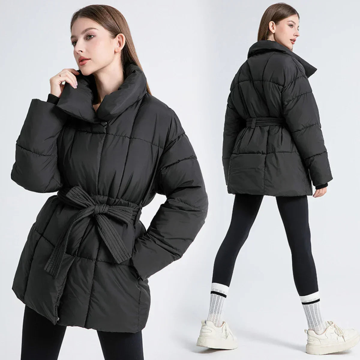 Steppmantel mit Taillengürtel | Warm und Elegant | Moderner Stil