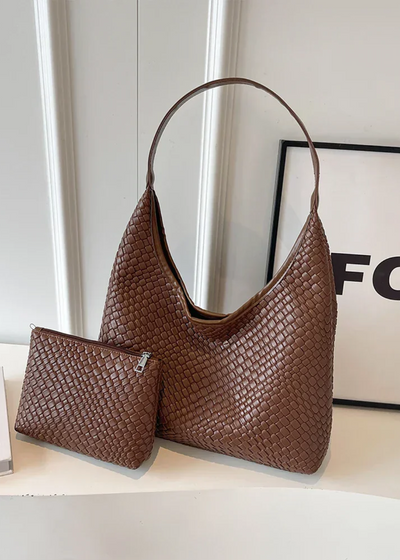 Geflochtene Umhängetasche – Vegan Leder mit Innentasche