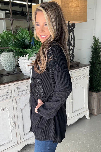 Glitzernde Hemdjacke mit Waffelstruktur | Eleganz & Komfort | Party-Look