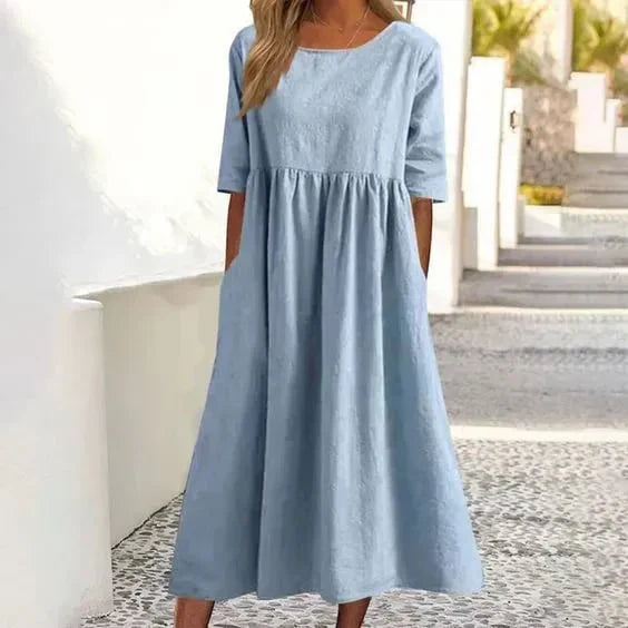 Chiora – Hochwertiges Baumwoll-Leinen-Kleid