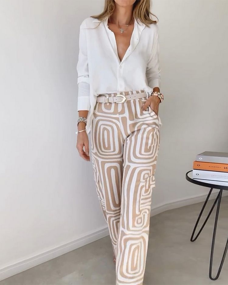 Luftiges Basic-Set | Weite Hose & übergroße Bluse | Eleganter Freizeitlook