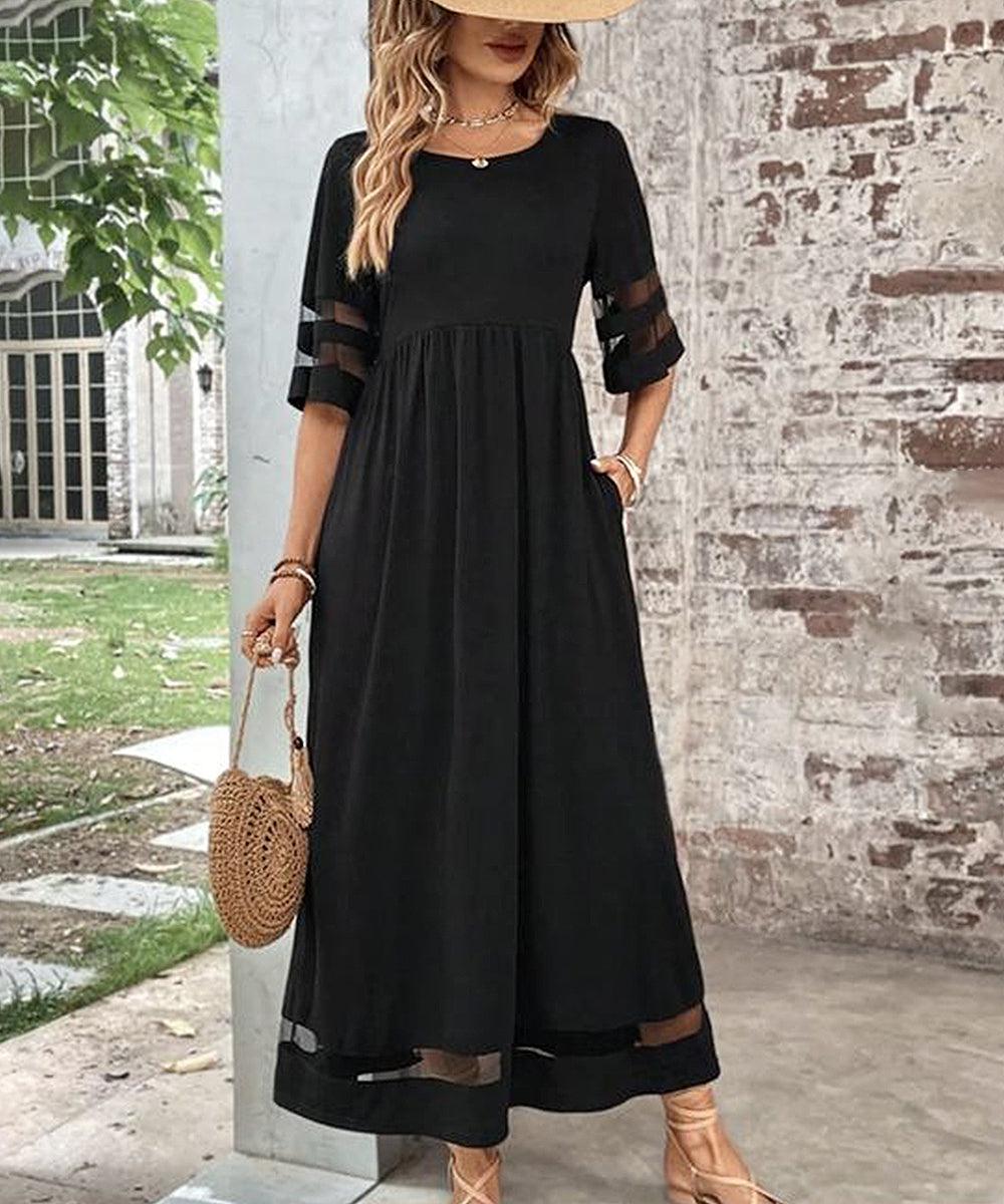 Elegantes Maxikleid | Transparente Ärmel & fließender Schnitt | Stilvolle Raffinesse