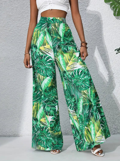 Mariah – Hochwertige Hose mit weitem Bein und tropischem Print