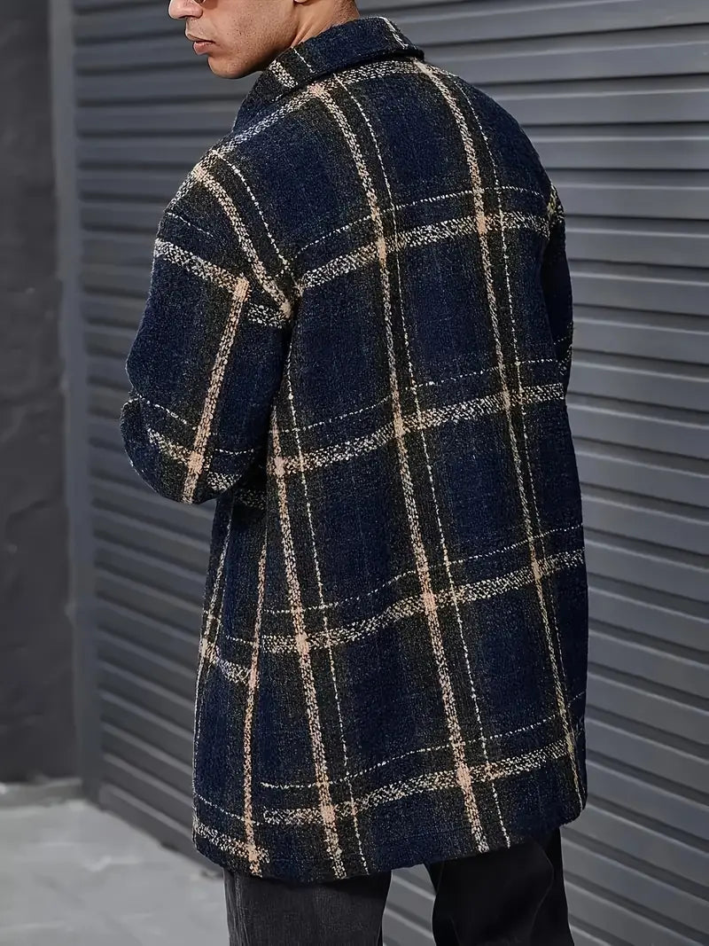 Avelena | Stilvolle Karierte Jacquard-Jacke mit Knopfleiste In Übergröße
