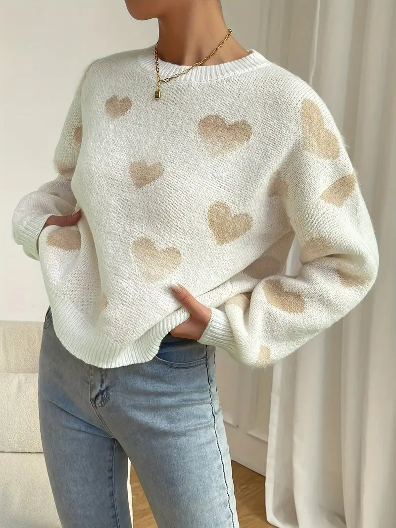 Avelena | Charmanter Pullover mit Herzmuster und Schultern