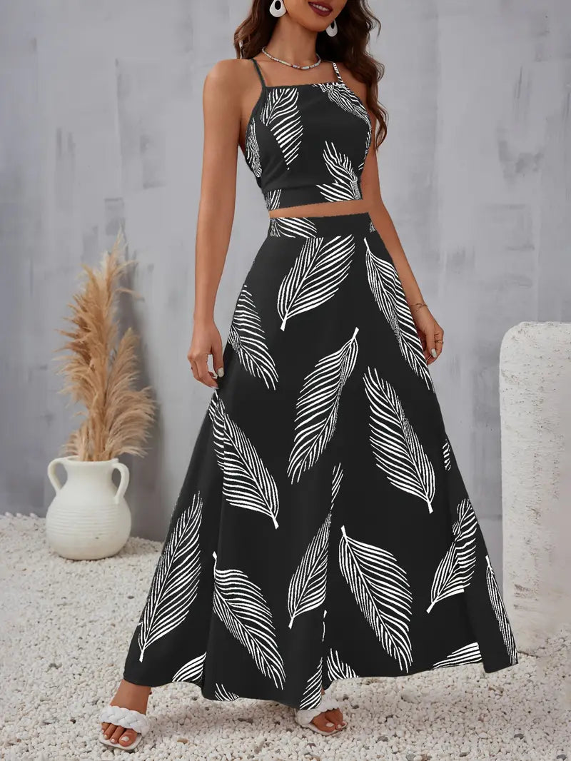 Lilivere – Elegantes Zweiteiler-Set mit Blattmuster