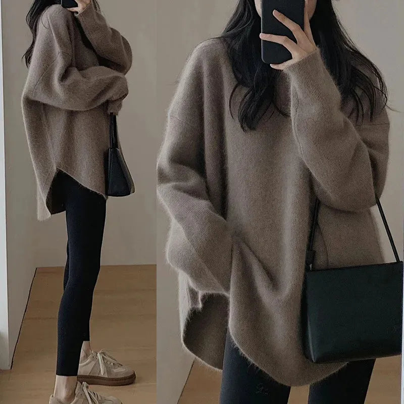 Avelena | Entspannter Raffinierter Pullover mit Rundhalsausschnitt und Tropfenschulter