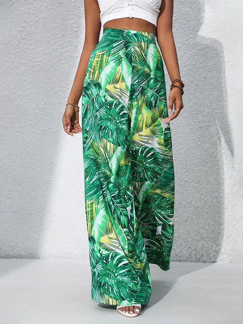 Mariah – Hochwertige Hose mit weitem Bein und tropischem Print