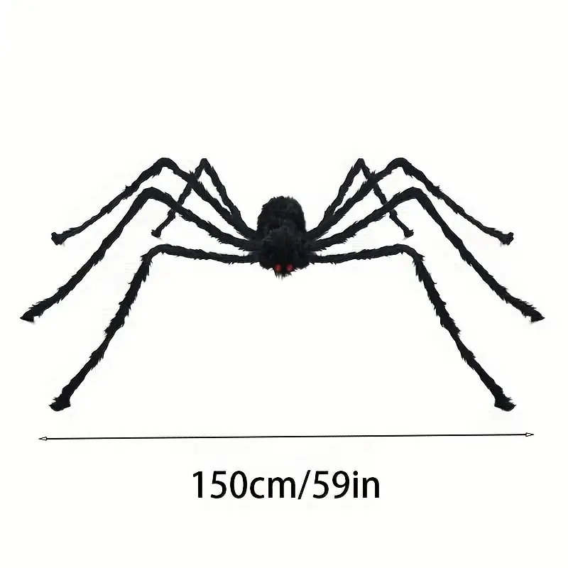 DarkCrawl Riesenspinne 150 cm – Schwarze Halloween Dekoration für Haus & Garten