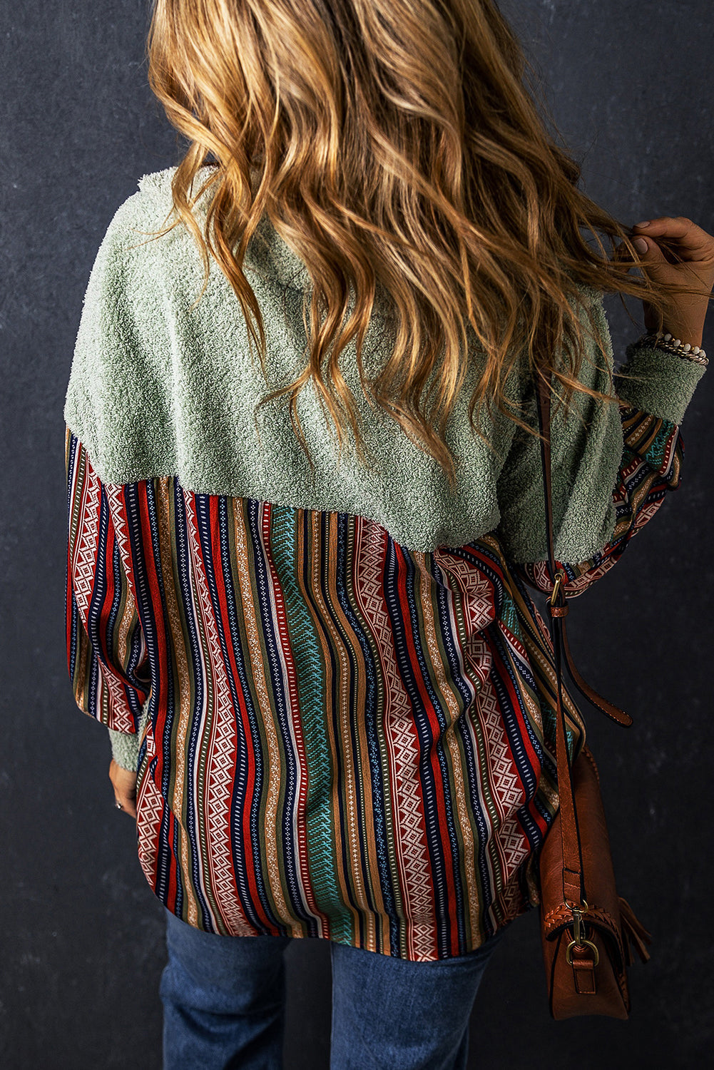 Boho-Inspirierte Hemdjacke | Weiches Sherpa-Material | Ethno-Stil