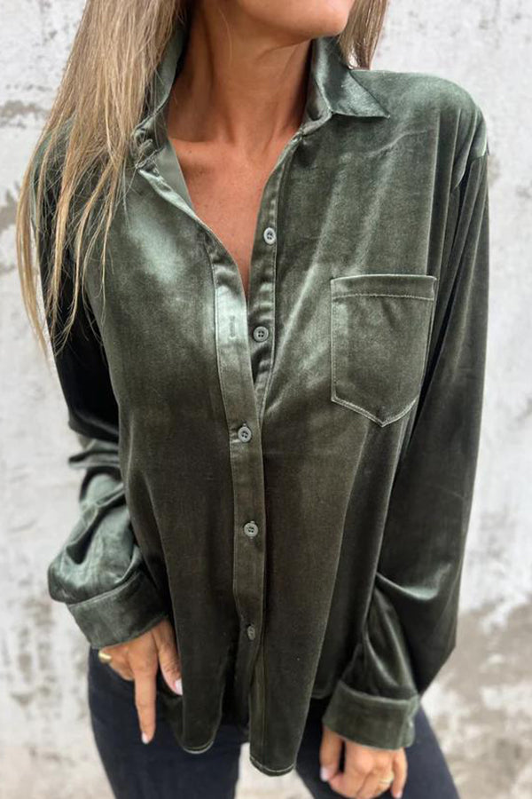 Samtbluse | Klassischer Schnitt & Luxuriöse Optik | Eleganz & Komfort
