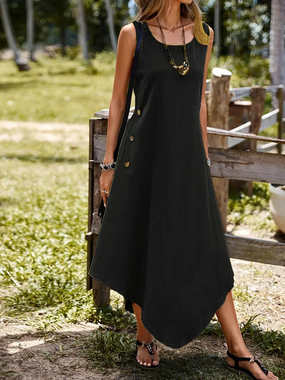 Joia – Boho-Chic-Kleid mit ärmellosem Taschentuchsaum