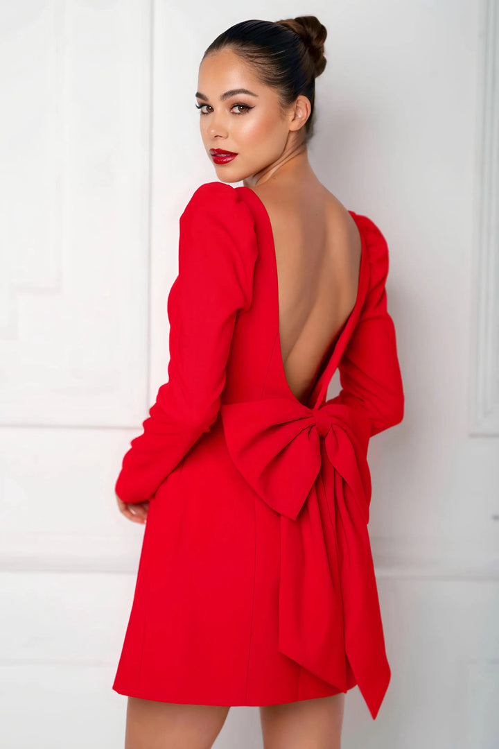 Elegantes Minikleid | Quadratischer Ausschnitt & Puffärmel | Klassische Raffinesse