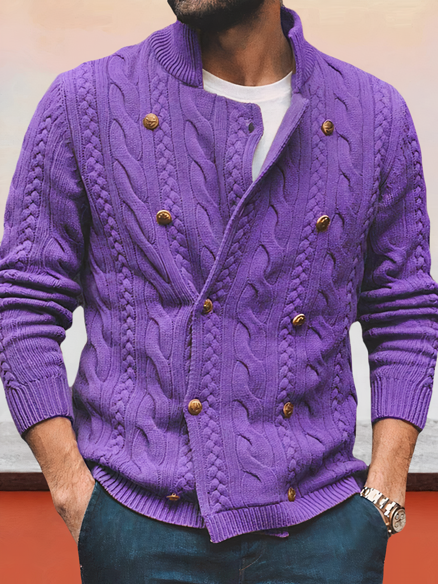 Avelena | Zweireihiger Cardigan für Männer