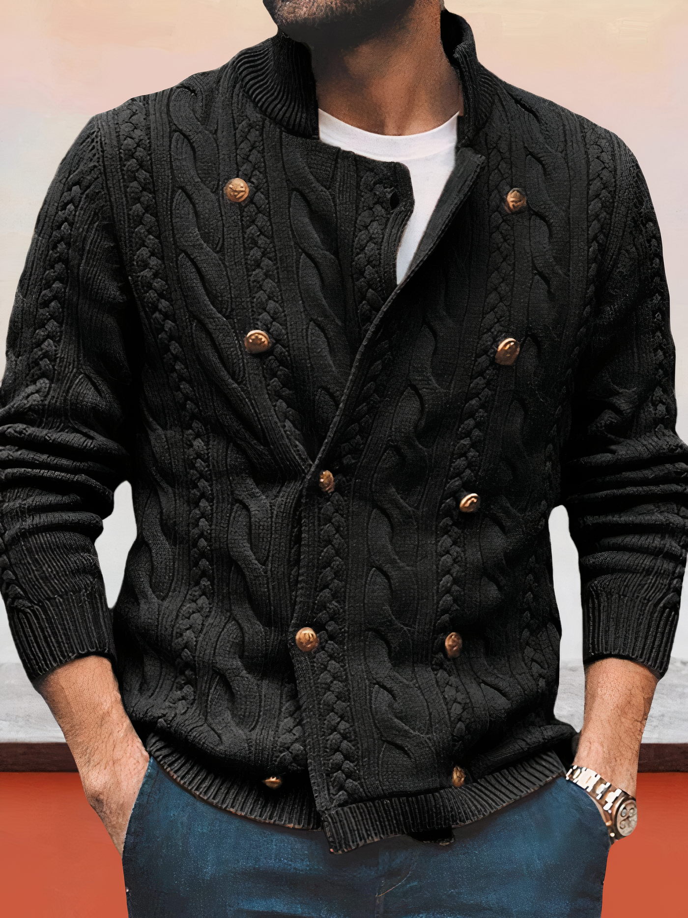 Avelena | Zweireihiger Cardigan für Männer