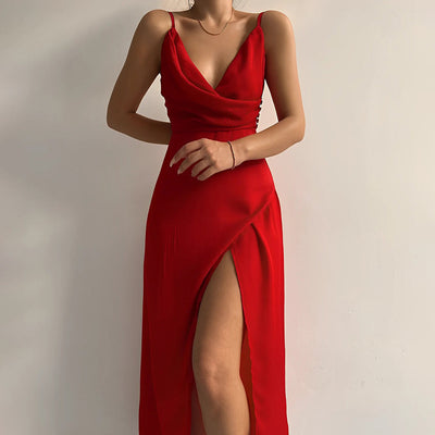 Satin-Maxikleid mit Spaghettiträgern | Sinnlich und Elegant | Femininer Stil