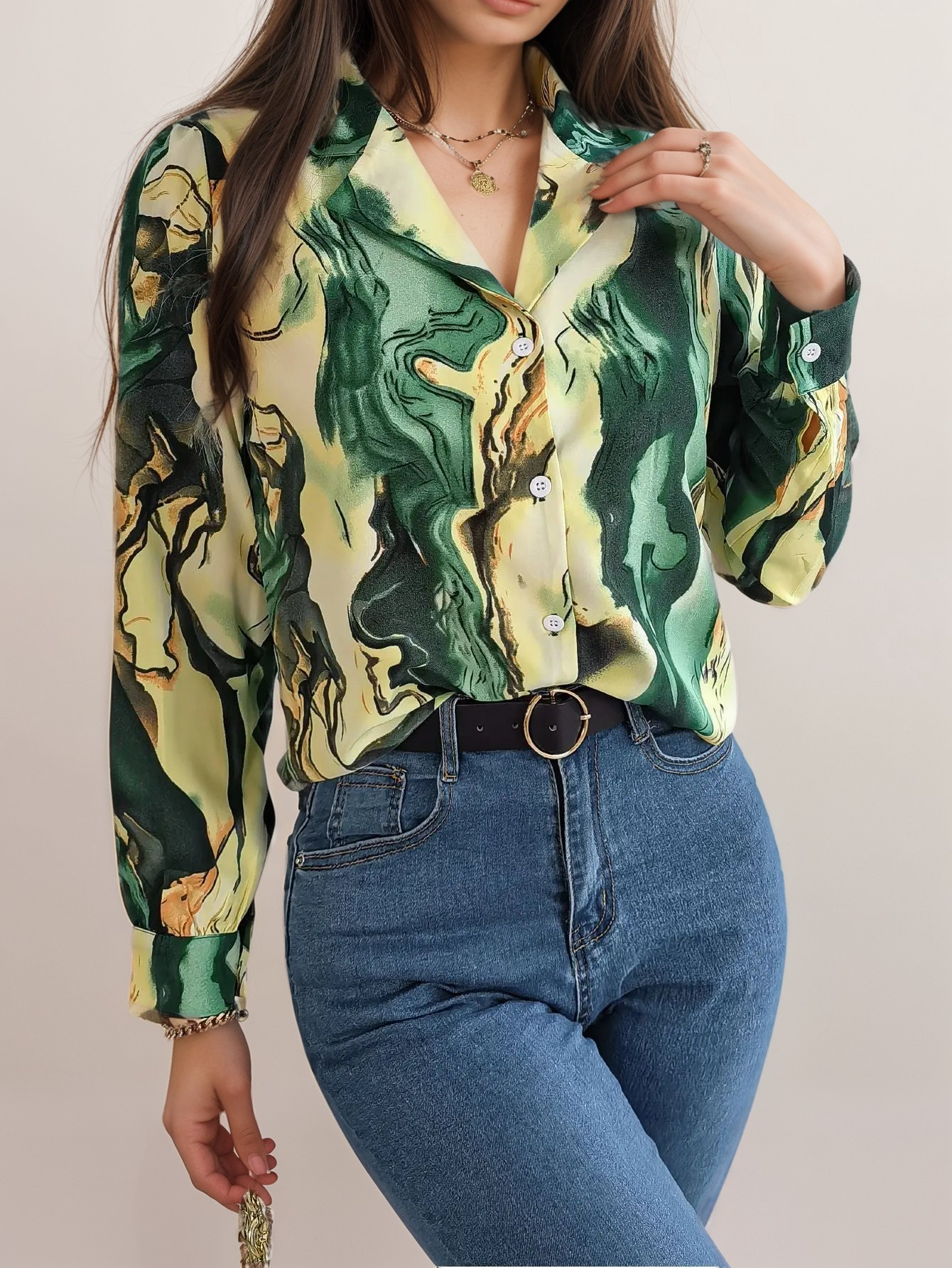Satin-Bluse mit Muster | Elegant und Vielseitig | Bequemer Schnitt