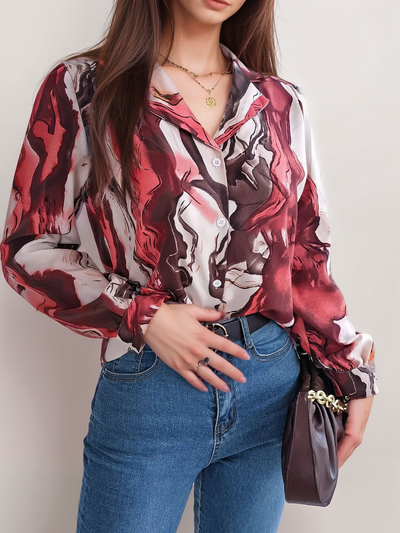 Satin-Bluse mit Muster | Elegant und Vielseitig | Bequemer Schnitt