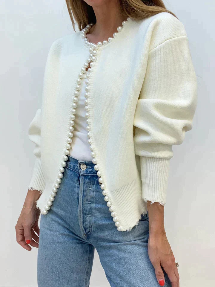 Avelena | Cardigan mit Perlenbesatz