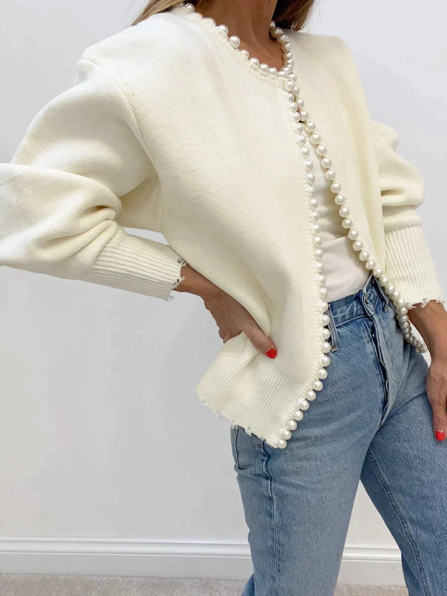 Avelena | Cardigan mit Perlenbesatz