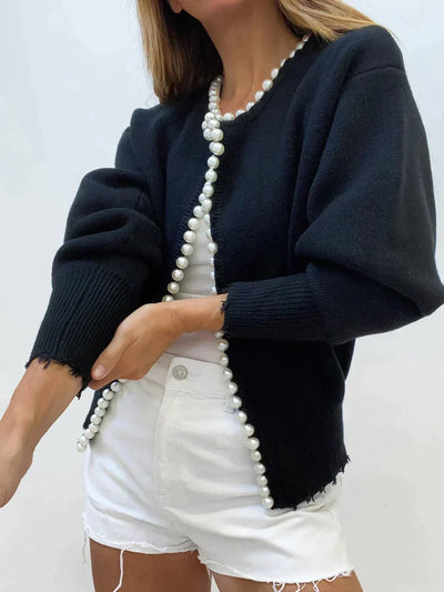 Avelena | Cardigan mit Perlenbesatz