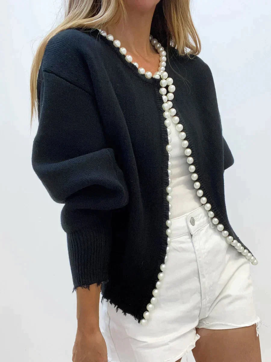 Avelena | Cardigan mit Perlenbesatz
