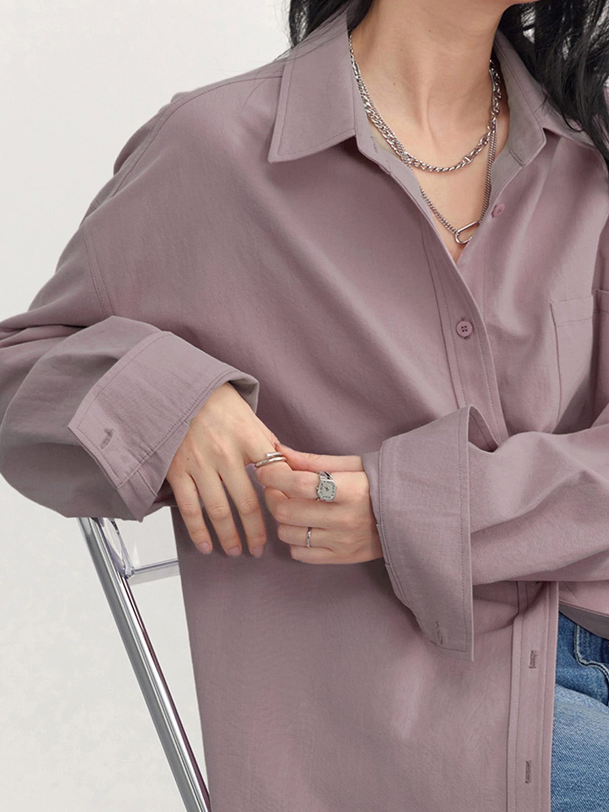 Oversized Damen Bluse in Altrosa – Locker, Elegant & Vielseitig